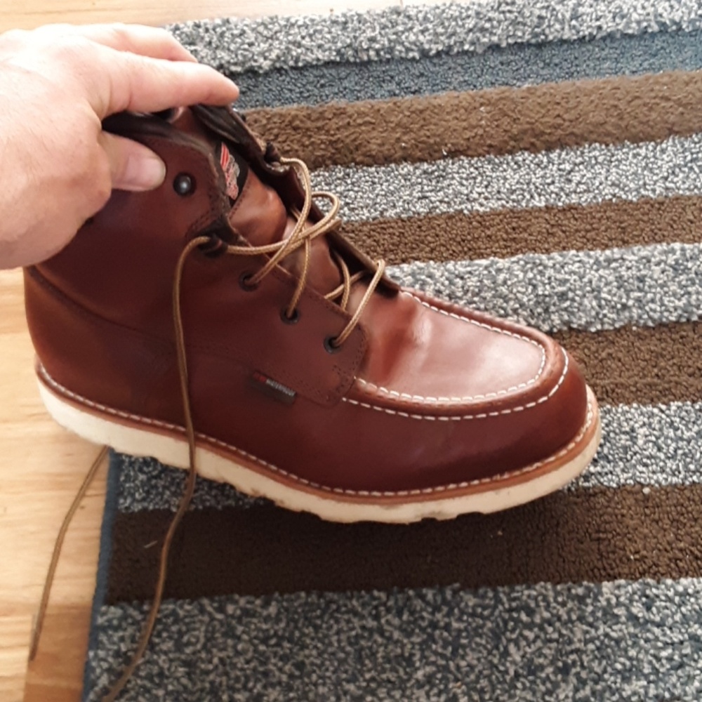 Red leather boots